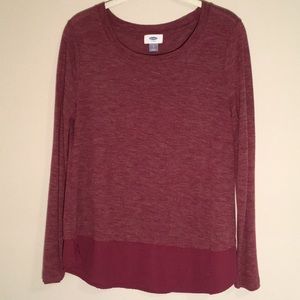 Maroon relaxed plush knit long sleeve